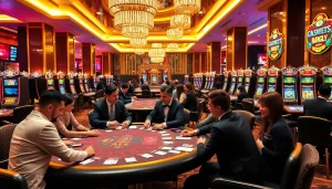 Experience the vibrant atmosphere of CM88 com with players enjoying their gambling action at elegant tables.