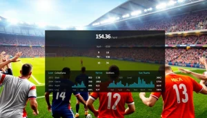 บานผลบอล แสดงสถิติของการแข่งขันฟุตบอลในสนามที่มีตัวเลขและกราฟฟิกส์