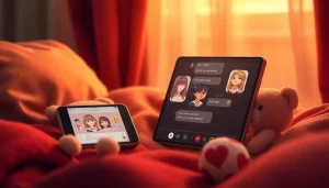 Engaging chat interface showcasing NSFW character AI interaction with animated avatars.