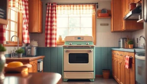 Cooking a delicious meal in a stylish Retro Oven within a charming kitchen.
