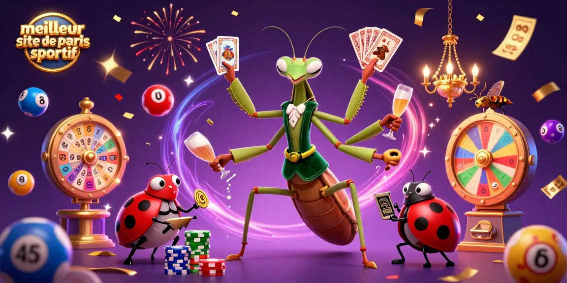 Jouer sur le meilleur site de paris sportif avec une illustration dynamique captivante de personnages et éléments de casino.